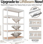 HOMEDANT House Lift-Beam White Boltless Heavy Duty Garage Storage Shelving Adjustable 5-Tier Metal Shelves Laminated Shelf Industrial Utility Rack Pantry 48.1" W x 24.4" D x 71.3" H 1Pack