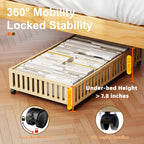Bamboo Under Bed Storage Containers with Wheels, 40L UnderBed Drawers with Dust Bag, Breathable Under Bed Shoe Storage, Rolling UnderBed Clothes Storage, 2Pack