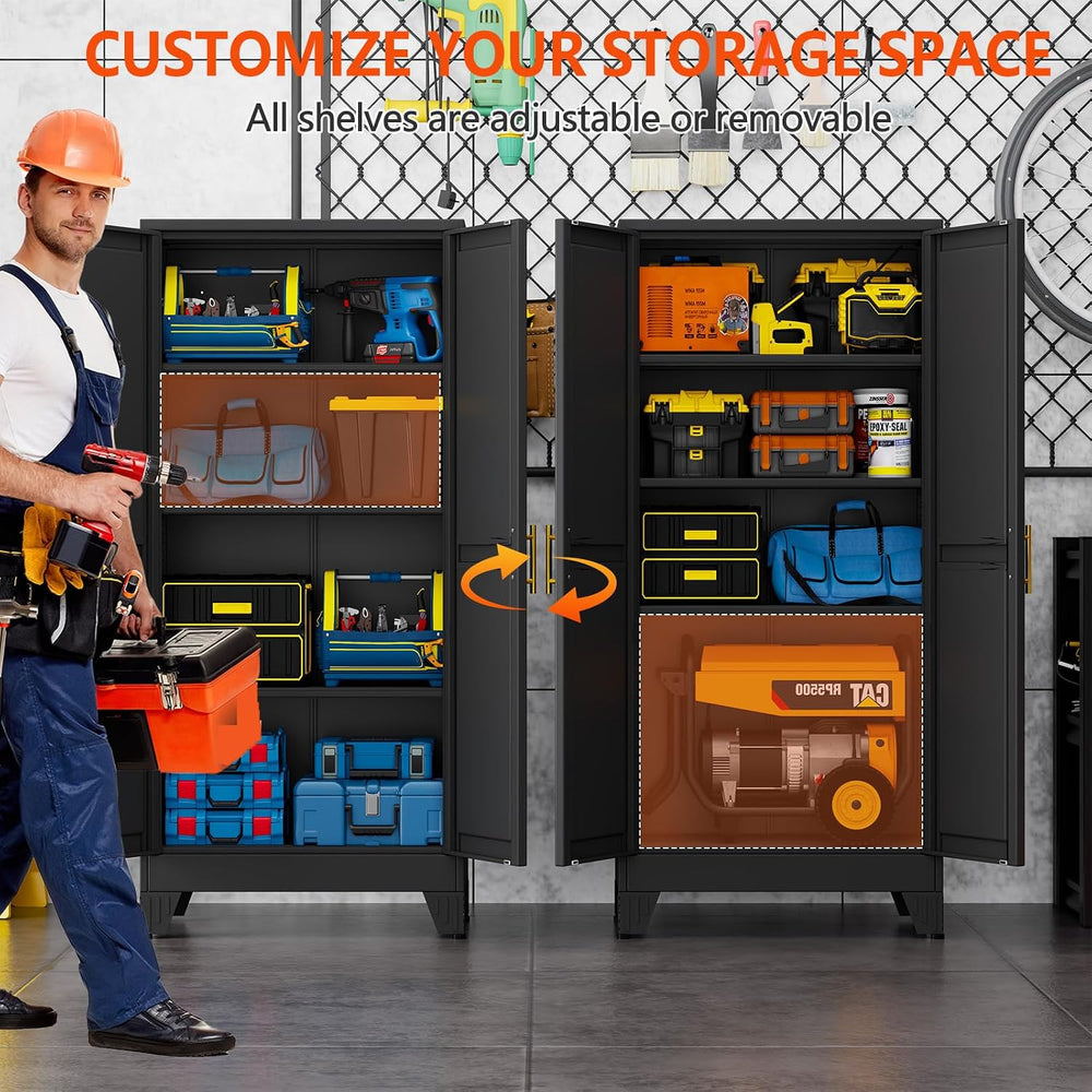 GAIOUS 61''Tall Metal Garage Storage Cabinet,File Cabinet with Door a...