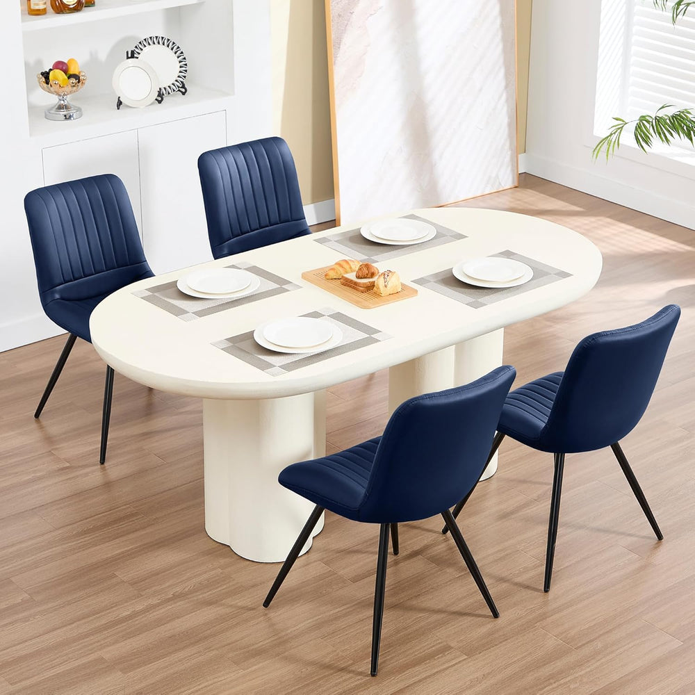 Dining Chairs Set of 2, Modern Dining Chairs with Thick Cushions, Faux Leathe...