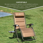 Timber Ridge Aluminum Zero Gravity Chair Set of 2, 350 lb Capacity Each | Padded Foldable Lounger with Side Table and Sliding Headrest; Reclines from 0° to 170° for Camping, Lawn, Patio or Indoor Use