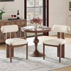 MALOL Modern Wooden Dining Chairs Set of 4, Upholstered Fabric Kitchen Chairs with Sculptural Backrest, Mid-Century Farmhouse Dining Room Chairs with Solid Wood Legs, Beige