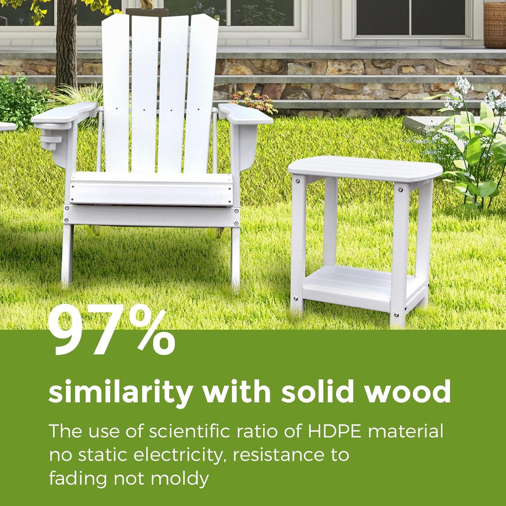 Adirondack Square Outdoor Side Table,2-Tier Storage Patio Side Table, HDPE En...