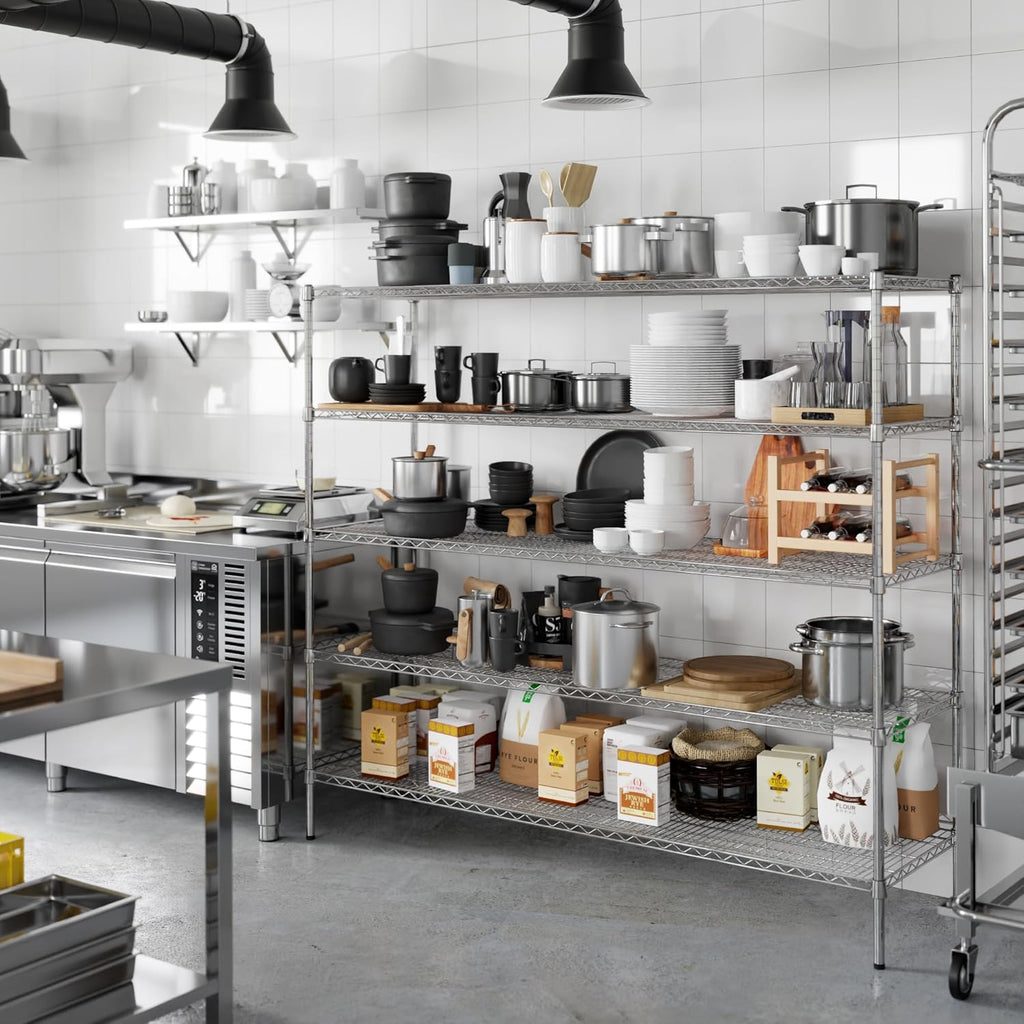 21" Deep x 72" Wide x 64" Height Wire Shelving Kit | 5-Tier | NSF Commercial Storage Rack Unit