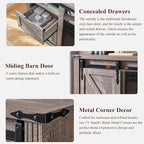 JXQTLINGMU Farmhouse Fireplace TV Stand for 80 Inch TV, 32" Tall Entertainment Center w/Drawer & Sliding Barn Door, 70 Inch Highboy Media Console for Living Room, Grey Wash