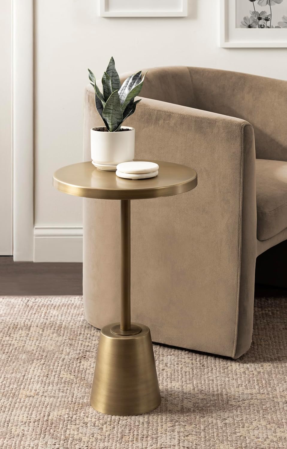 Kate and Laurel Tira Elegant Metal Round Side Table, 14 x 14 x 24, Antique Br...