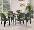 Dining Room Chairs Set of 6, Upholstered Wooden Dining Chairs, Mid Century Modern Kitchen Chairs with Solid Wood Legs & Open Backrest, Farmhouse Green