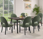 Dining Room Chairs Set of 6, Upholstered Wooden Dining Chairs, Mid Century Modern Kitchen Chairs with Solid Wood Legs & Open Backrest, Farmhouse Green