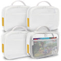 holay 4 Packs PVC Zippered Blocks Set, Toy, Clay, Board game Storage Organizer Case (Name Tag, Manual Pocket) (White, Small)