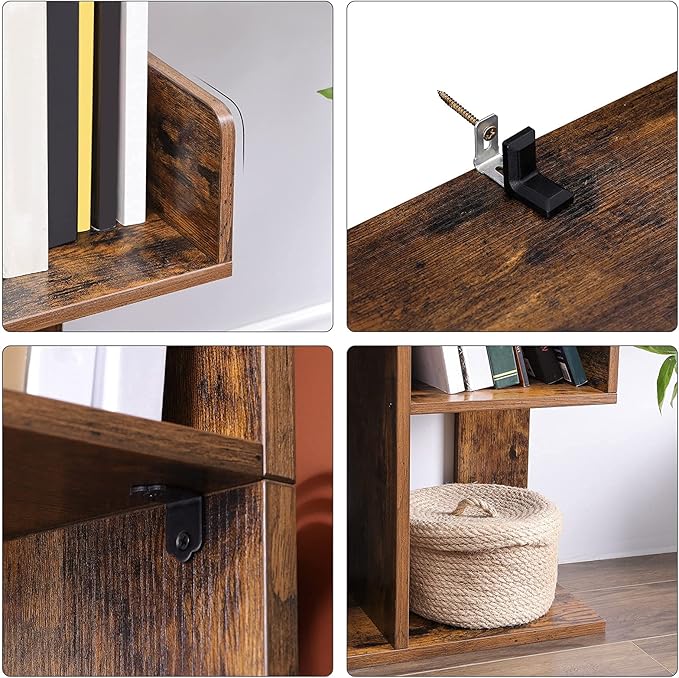 VASAGLE Bookcase, Tree-Shaped Bookshelf with 8 Storage Shelves, Rounded Corne...