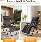 NEWBULIG Zero Gravity Chair, Folding Patio Recliner with Removable Cushion & Cup Holder Trays, Portable Lounge Chair for Beach & Camping, Classic Black