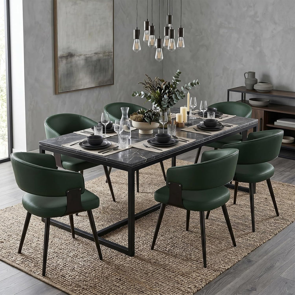 Dining Chairs Set of 6, Modern Faux Leather Kitchen Chairs