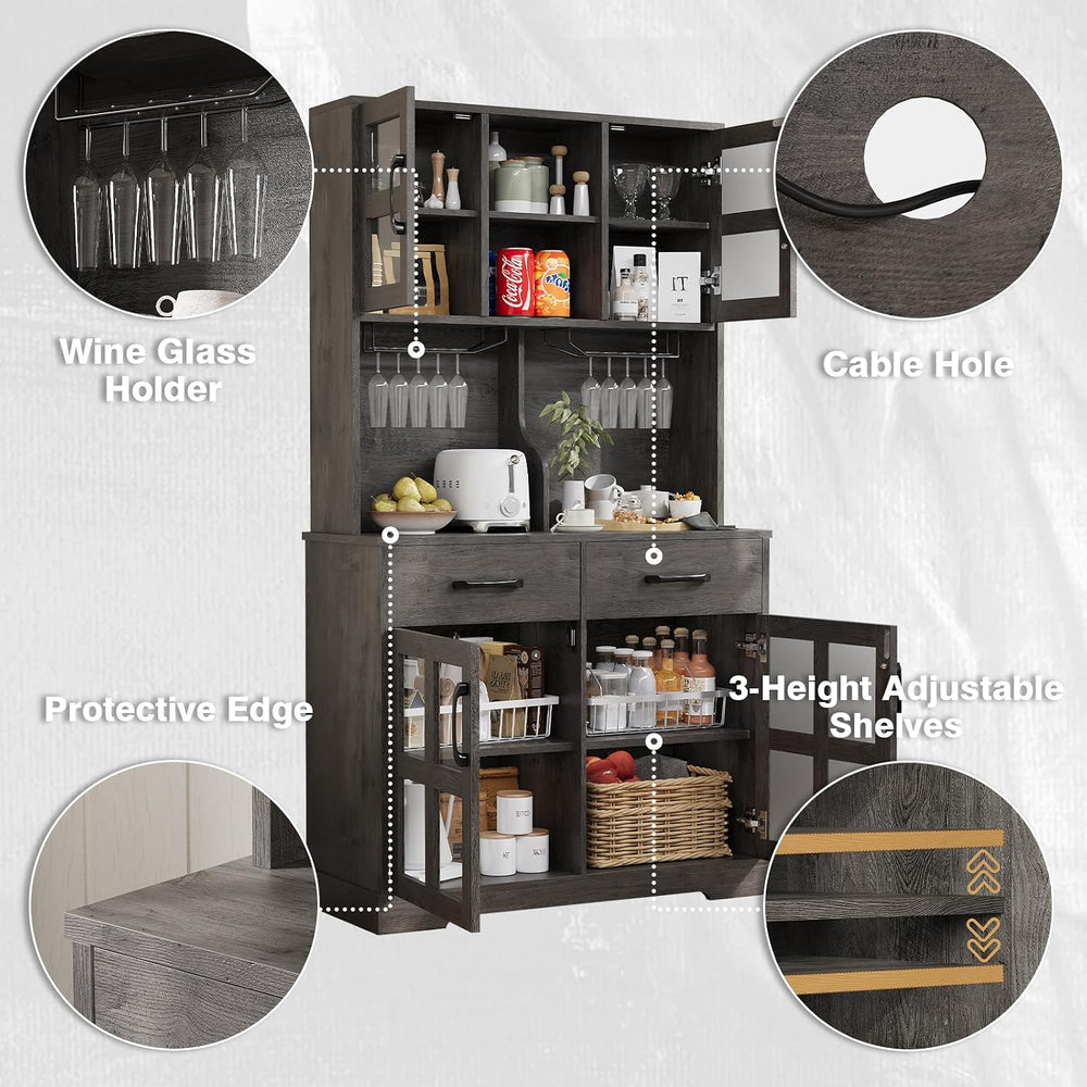 Kitchen Pantry Storage Cabinet, Modern Pantry with Power Outlet, Food Pantry ...