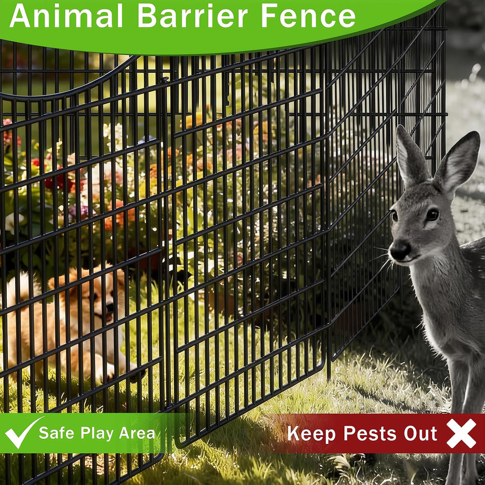 10 Panels Garden Fence Animal Barrier, 33 in(H) X 24 ft(L) Dog Fence Outdoor ...
