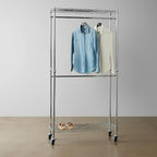 Amazon Basics Adjustable Clothes Rack for Handing, Double Hanging Rod Garment Rolling Closet Clothing Organizer, Chrome, 36'' x 14'' x 72''