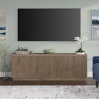 Henn&Hart Fluted TV Stand for TVs up to 75" with 2 Concealed Ribbed Storage Cabinets and Adjustable Shelves for Living Room, Family Room, or Office, Weathered Gray