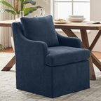 VKNOW Upholstered Dining Chairs Set of 2, Modern Kitchen Chairs Dinner Chairs with 4 Casters, Chenille Armchair for Bedroom Reading Room Living Room, Blue
