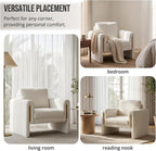 35" Wide Accent Chair, Modern Boucle Armchair with Extra Thick Cushion, Oversized Upholstered Single Sofa Reading Chair for Living Room, Bedroom, Office, Small Spaces (Cream White)