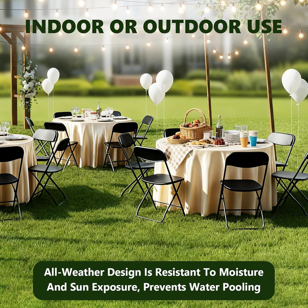 Black Folding Chairs 2 Pack, Plastic Folding Chairs for Outside, Heavy Duty F...