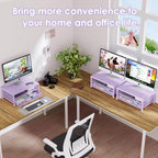 OPNICE Computer Monitor Stand Riser, Desk Organizer with Drawer, Laptop Stand, Office Desk Accessories & Workspace Desktop Organizers Storage for Office Supplies(Purple)
