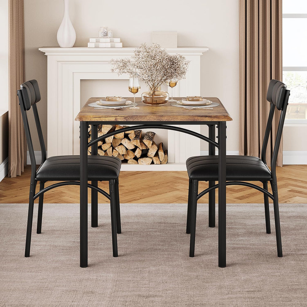 3-Piece Dining Table Set for 2, Kitchen Table Set with 2 Upholstered Chairs, ...