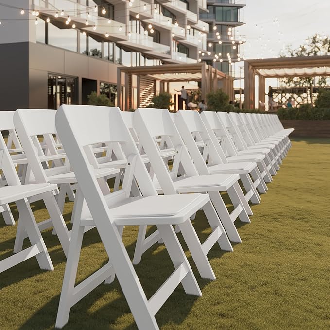 Flash Furniture Hercules Tucker Commercial White Resin Folding Chair - Lightw...