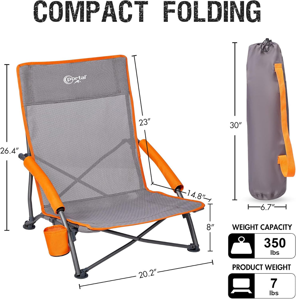 Portal Beach Chairs for Adults Camping Low Lightweight Portable Chair with Cu...