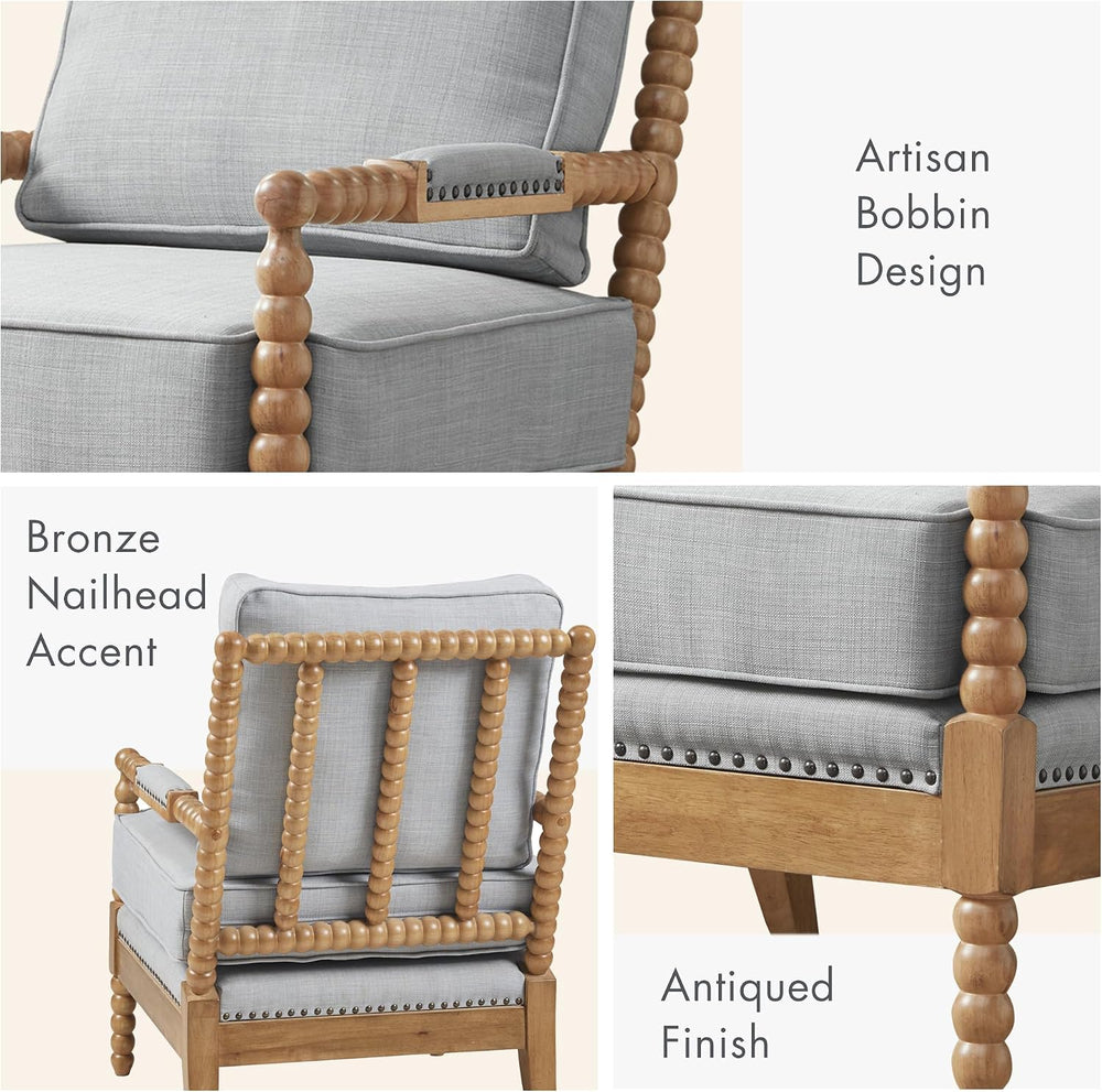 Madison Park Donohue Midcentury Modern Accent Chairs Padded Solid Wood Armres...
