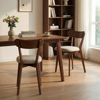 100% Solid Oak Wood Dining Chairs,Mid Century Modern Dining Chairs with Upholstered Cushion,Kitchen,Dining Room Chairs Set of 2 (2, Walnut Color Grey Upholstery)