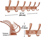 SKOLOO Coat Rack Wall Mounted - 6 Hooks, Heavy Duty, Stainless Steel, Metal Wall Hanger, Sturdy Coat Hooks for Hanging Coats, Jacket, Clothes, Hat, Matte Rose Gold