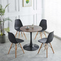 5-Piece Round Dining Table Set,31.5" Mid-Century Modern Kitchen Table with 4 Chairs,Tulip Pedestal Table & Solid Wood Legs,Space Saving Compact Furniture for Small Spaces Apartment Home,Walnut/Black