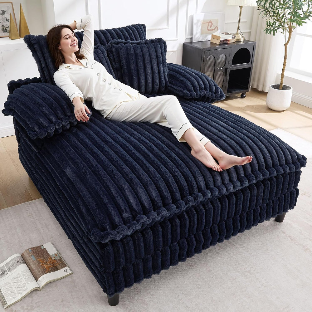 WESTSETLUX 54.8" W Oversized Chaise Lounge Chair Indoor with 5-Position ...