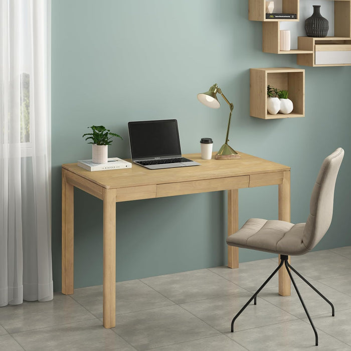 NTC Flow Modern Wooden Rectangle Desk Table with Hidden Drawer – Waterproof & Heat Resistant - Sand
