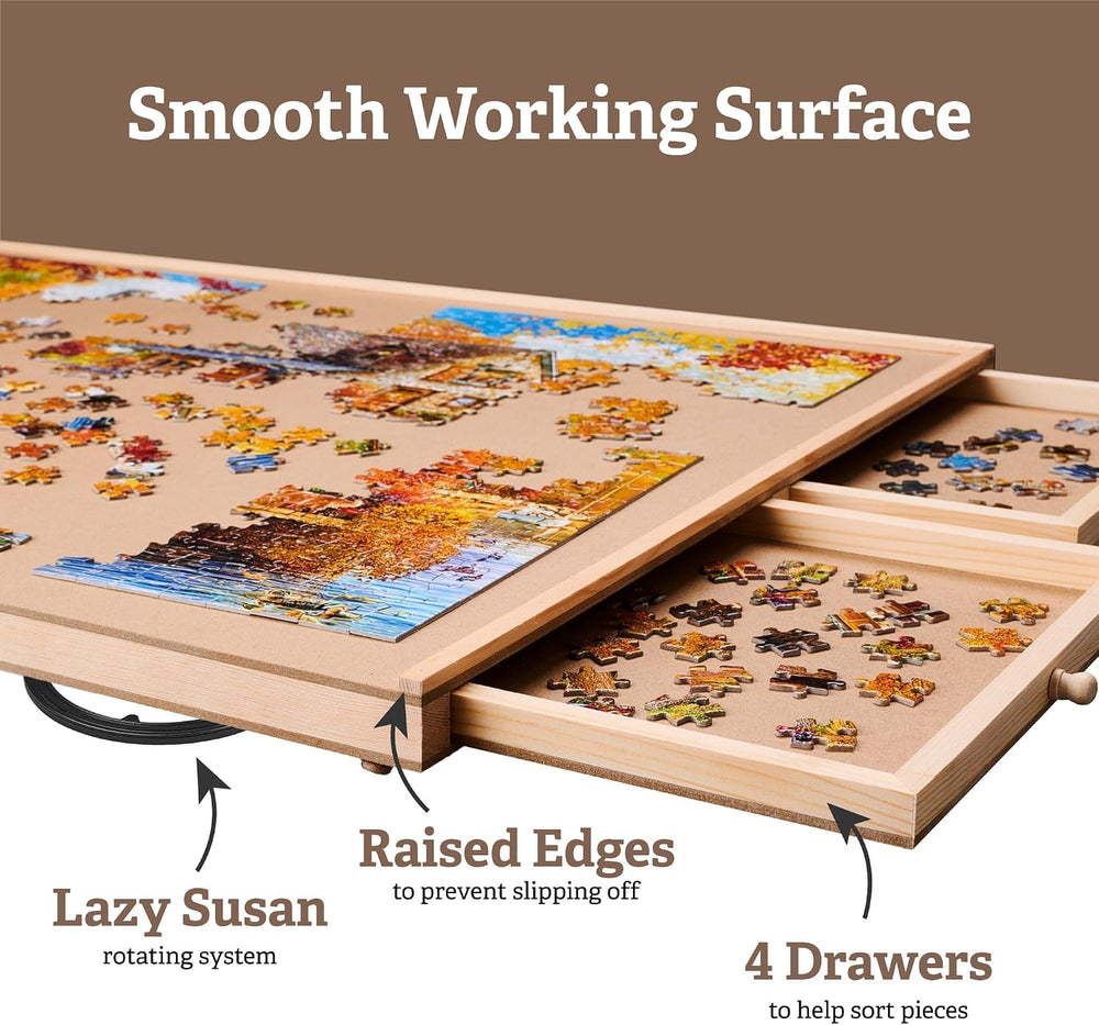 1500 Piece Rotating Wooden Puzzle Board (Fits Puzzles Up to 35" x 26&quo...