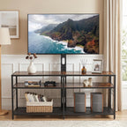 VECELO TV Stand with Mount, Universal Swivel TV Console for 32-75 inch TVs, 55" Entertainment Center with Storage Shelves, for Living Room, Bedroom, Rustic Brown