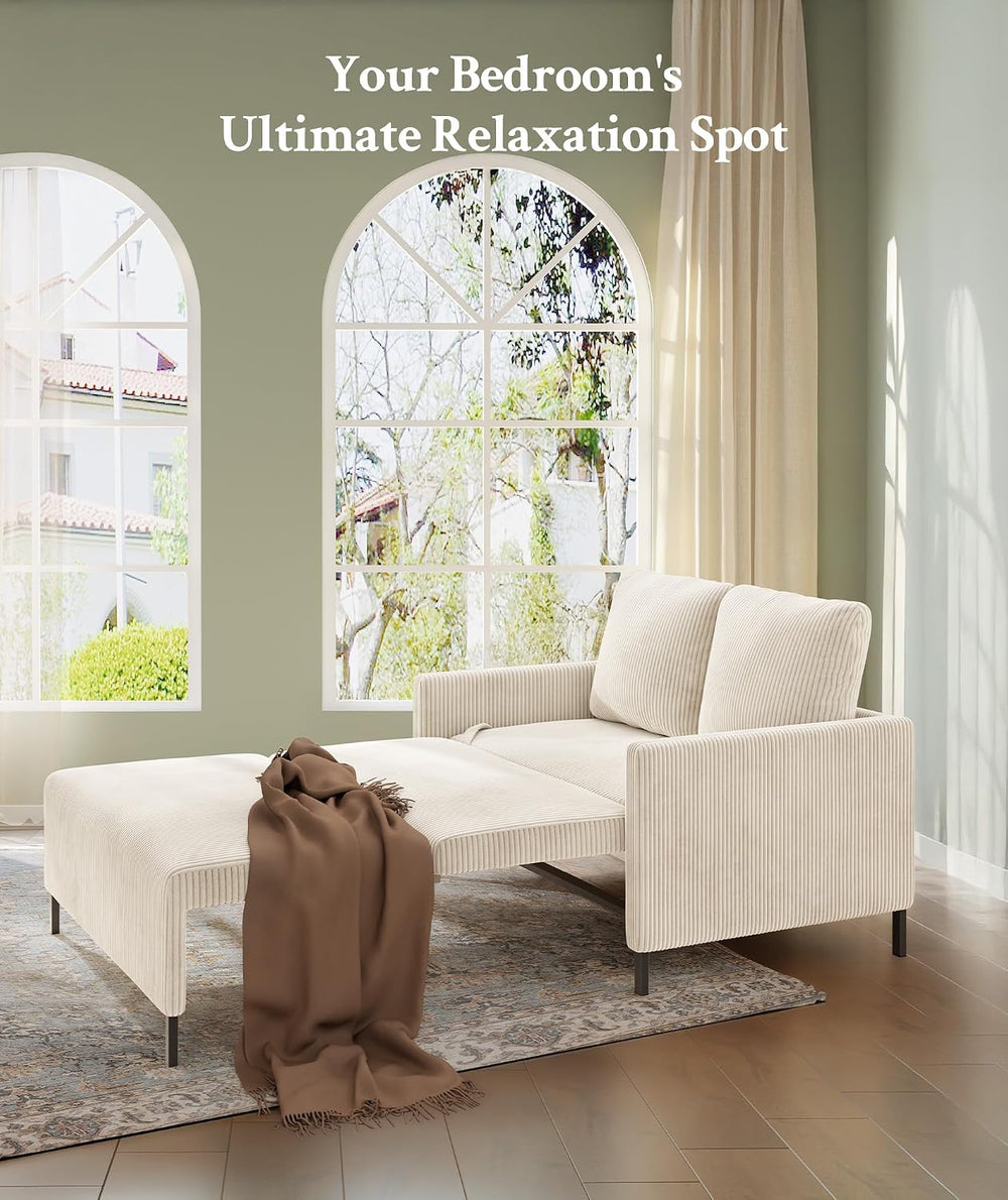 Welzona Loveseat Sleeper Sofa 47", Convertible Sofa Bed, Corduroy Love s...