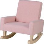 Toddler Rocking Chair, Kids Sofa Chair with Solid Wooden Frame and Linen Fabric, Kids Rocking Chair for Nursery, Living Room, Bedroom, Playroom, Age 3-5 Years, Pink/Blue