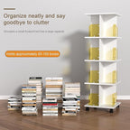 VECELO 4-Tier Rotating Bookshelf, Modern Swivel Bookcase, Vintage Book Shelf for 360° Display, Stackable Shelves Floor-Standing Storage for Home Office, Solid Wood, Smooth Spinning, White