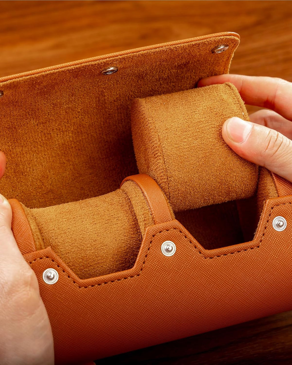MR.OKAY 2 Watch Travel Case -Premium Leather With Perfect Texture.(Watch Carrying Or Organizer For Storage And Display). Mens for Handcrafted by Craftsmen.