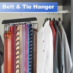 RESOVO Upgraded Tie Rack Hanger with 20 Foldable Metal Hooks, Space Saving Necktie Organizer for Men – Large Capacity Tie and Belt Wooden Hanger for Closet - Black