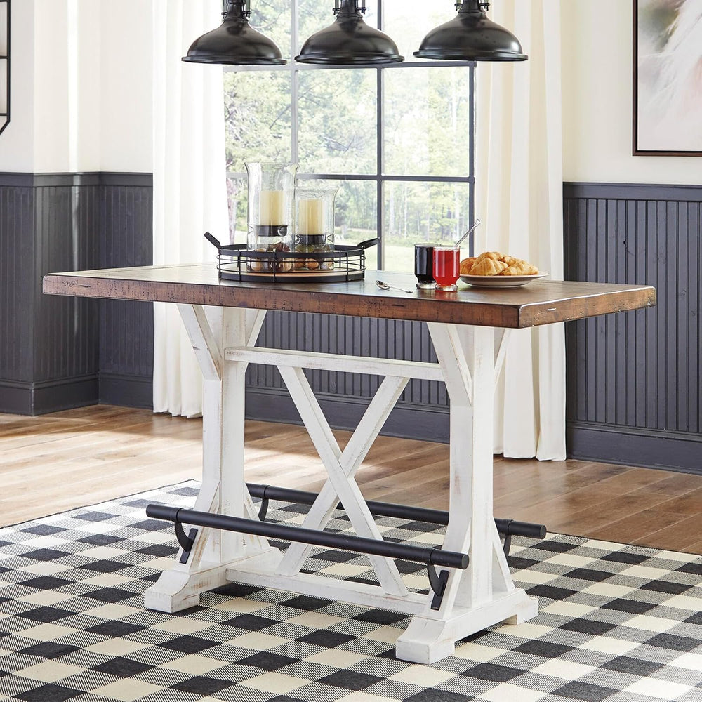 Signature Design by Ashley Valebeck Counter Height Dining Table, Rustic Farmh...
