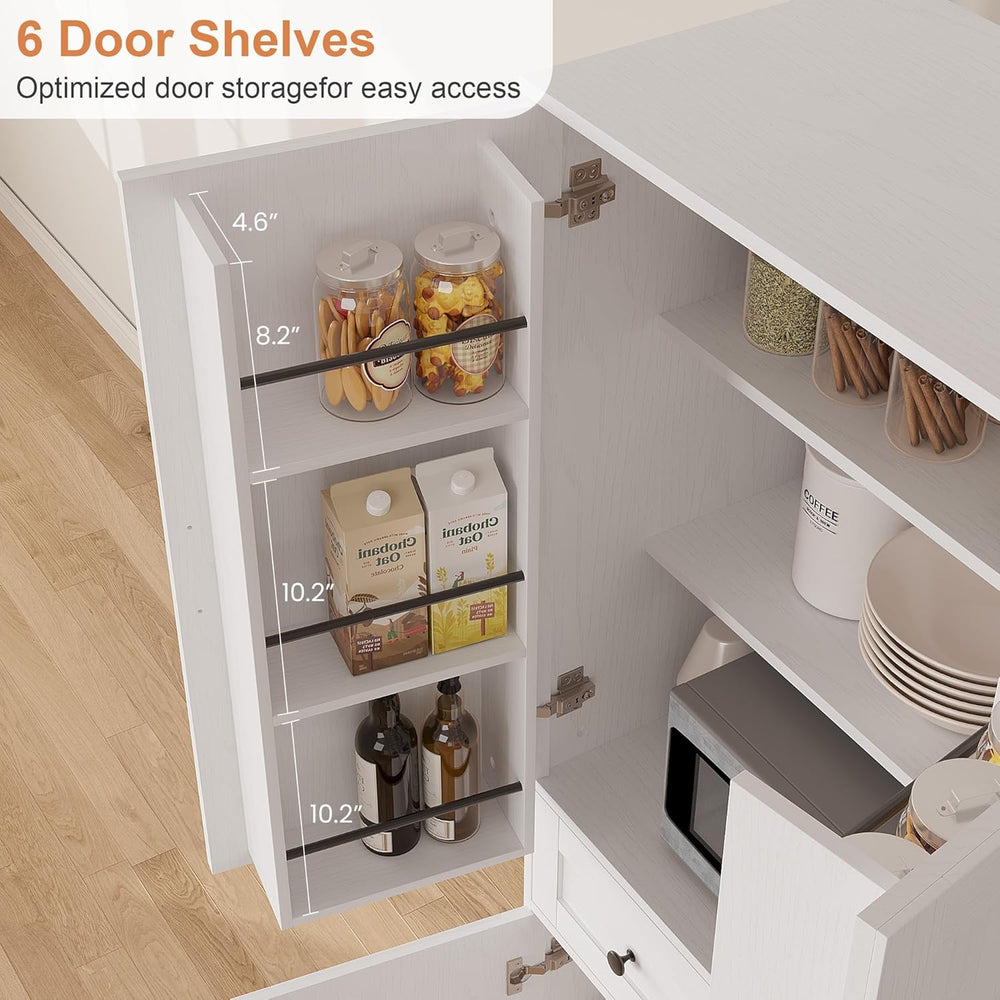 Garvee 71" Kitchen Pantry Cabinet, Barn Door Freestanding Cupboard with ...