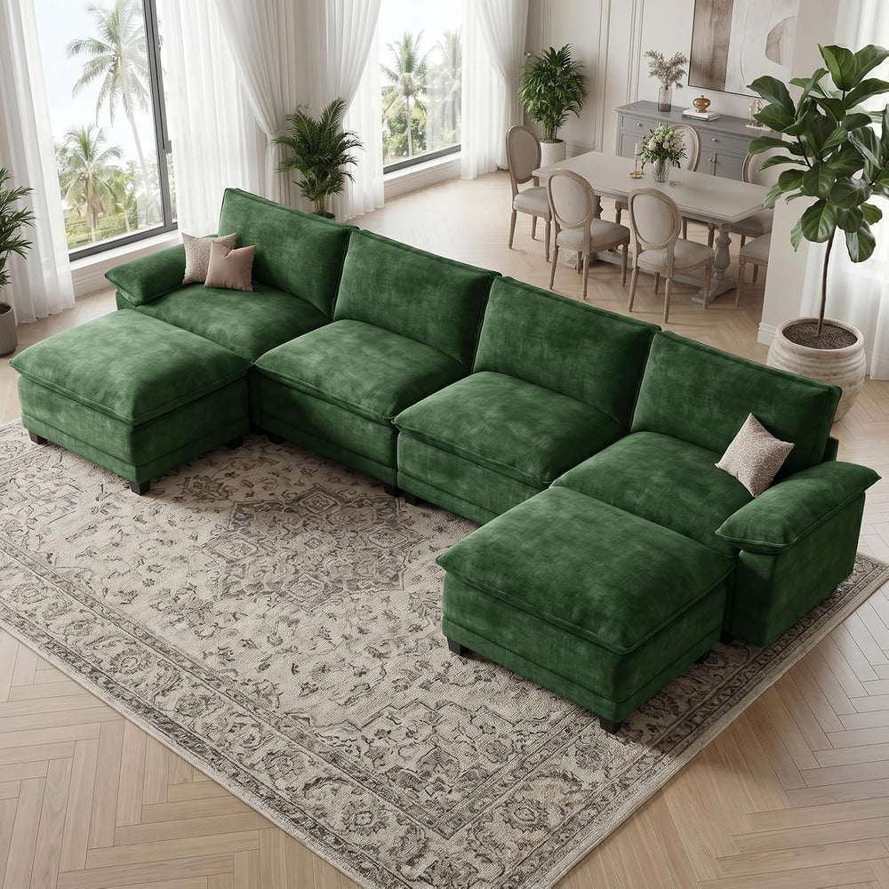 140" Modular Sectional Couch, U Shaped Cloud Sofa for Living Room | Comf...