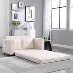 ERYE 3 Fold Tufted Upholstered Futon Sofa Bed Modern Convertible Foldable Floor Loveseat Sofabed with Pull Out Sleeper Couch Daybed W/Side Pockets for Living Room