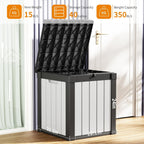 40 Gallon Resin Deck Box, Lockable Patio Outdoor Storage Box for Furniture, Garden Tools and Tools Storage, Waterproof Outside Storage Boxes - Black&White