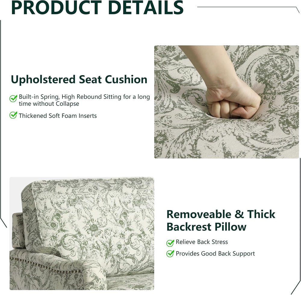 Swivel Accent Chairs with Ottoman, Set of 2, Rococo Green
