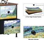 EXOTICA 6 Drawer Dresser for Bedroom Van Gogh Chest of Drawers Wide TV Stands Fabric Storage Drawer Unit for Living Room Entryway Closet Sturdy Steel Frame Wood Top
