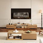 homary Extendable TV Stand for 65–85 Inch TVs, Modern Adjustable Media Console with Storage Drawers, Walnut Entertainment Center for Living Room & Bedroom