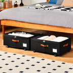 Freebat Under Bed Storage with Wheels 2 Pack, Underbed Container | 10 inch Height Under Bed Drawers with Clear Lid Cover, Storage Bag Box with Visiable Window for Clothes, Bedsheet, Pillow