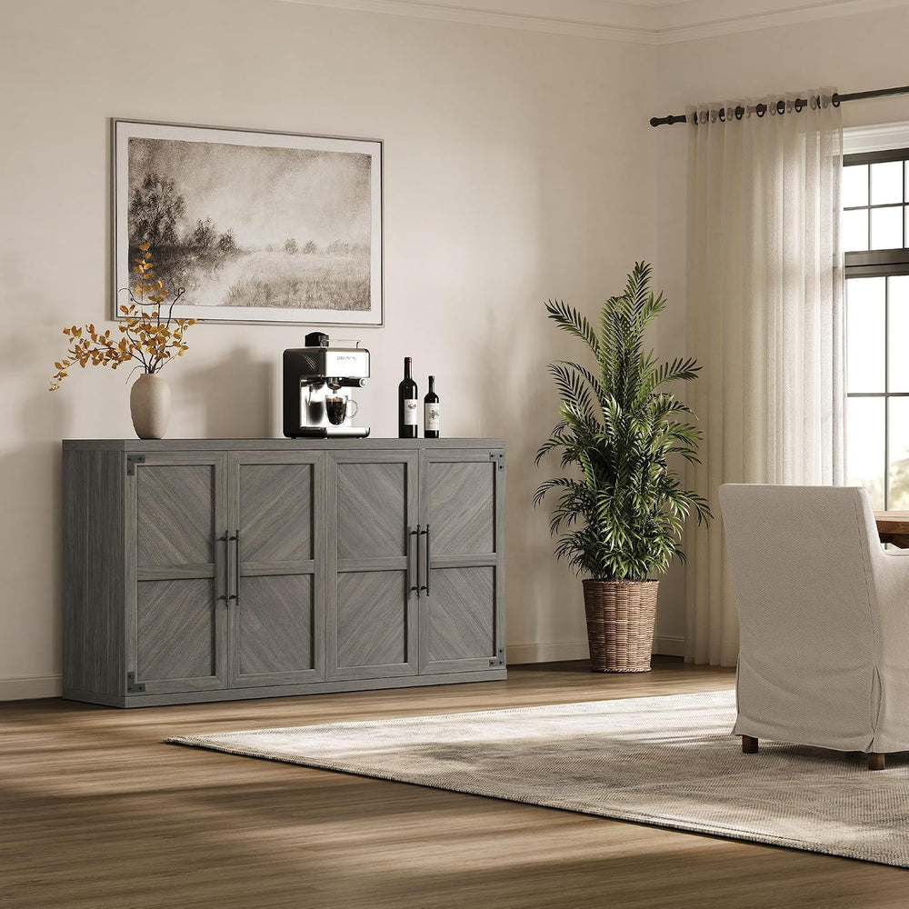 SICOTAS Buffet Cabinet with 4 Doors, Modern Sideboard Cabinet with Storage an...